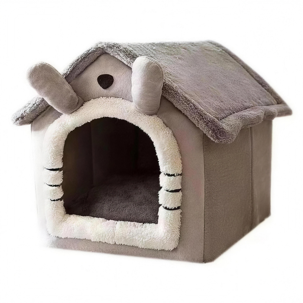 Cozy Dog House Bed – Gray