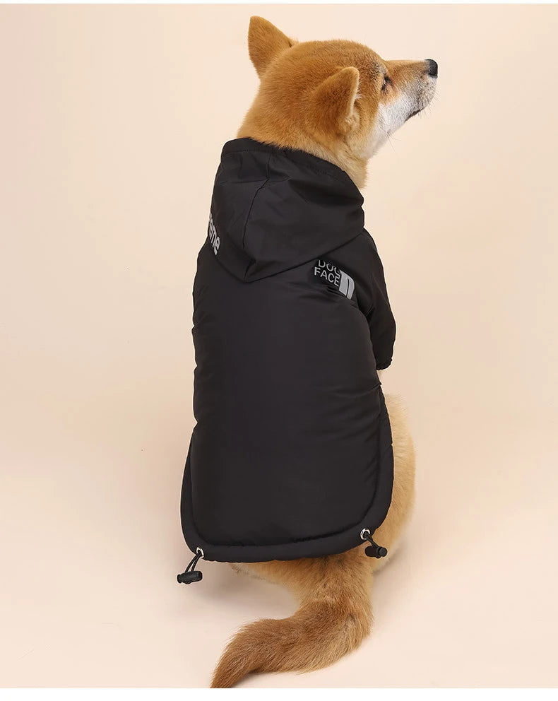 Waterproof Winter Dog Coat — Warm Padded Hoodie with Reflective Trim