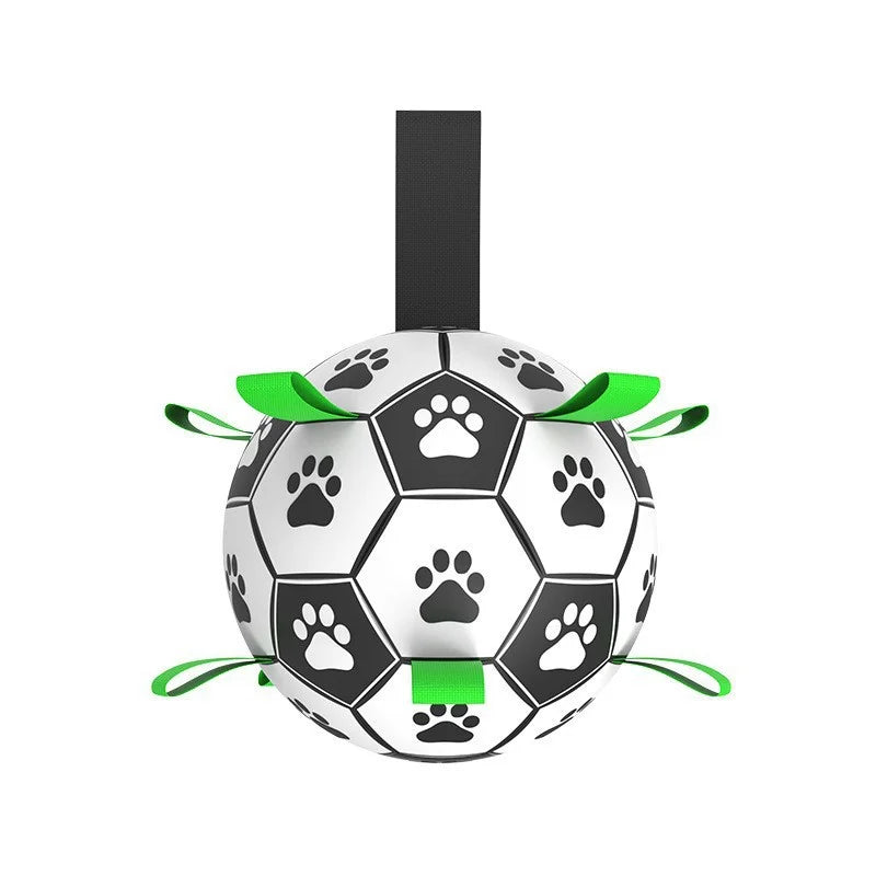 Dog Soccer Ball with Straps – Tug & Fetch Toy for Medium Dogs