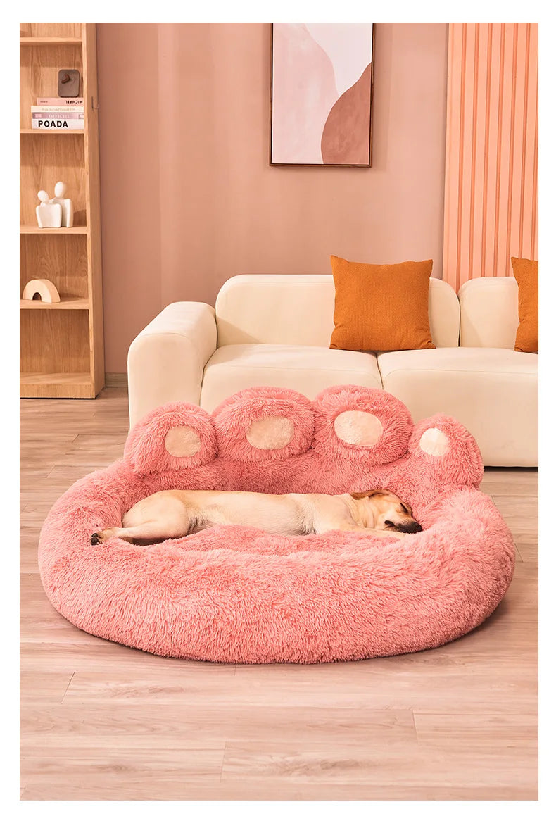 Fluffy Basket Dog Bed – Warm Plush Sofa for Small Dogs & Cats