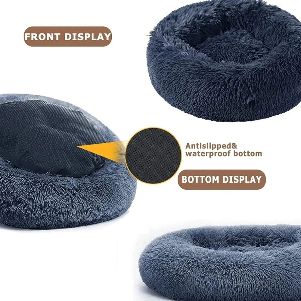Donut Cuddler Dog Bed – Removable-Cover Plush Nest for Medium Dogs