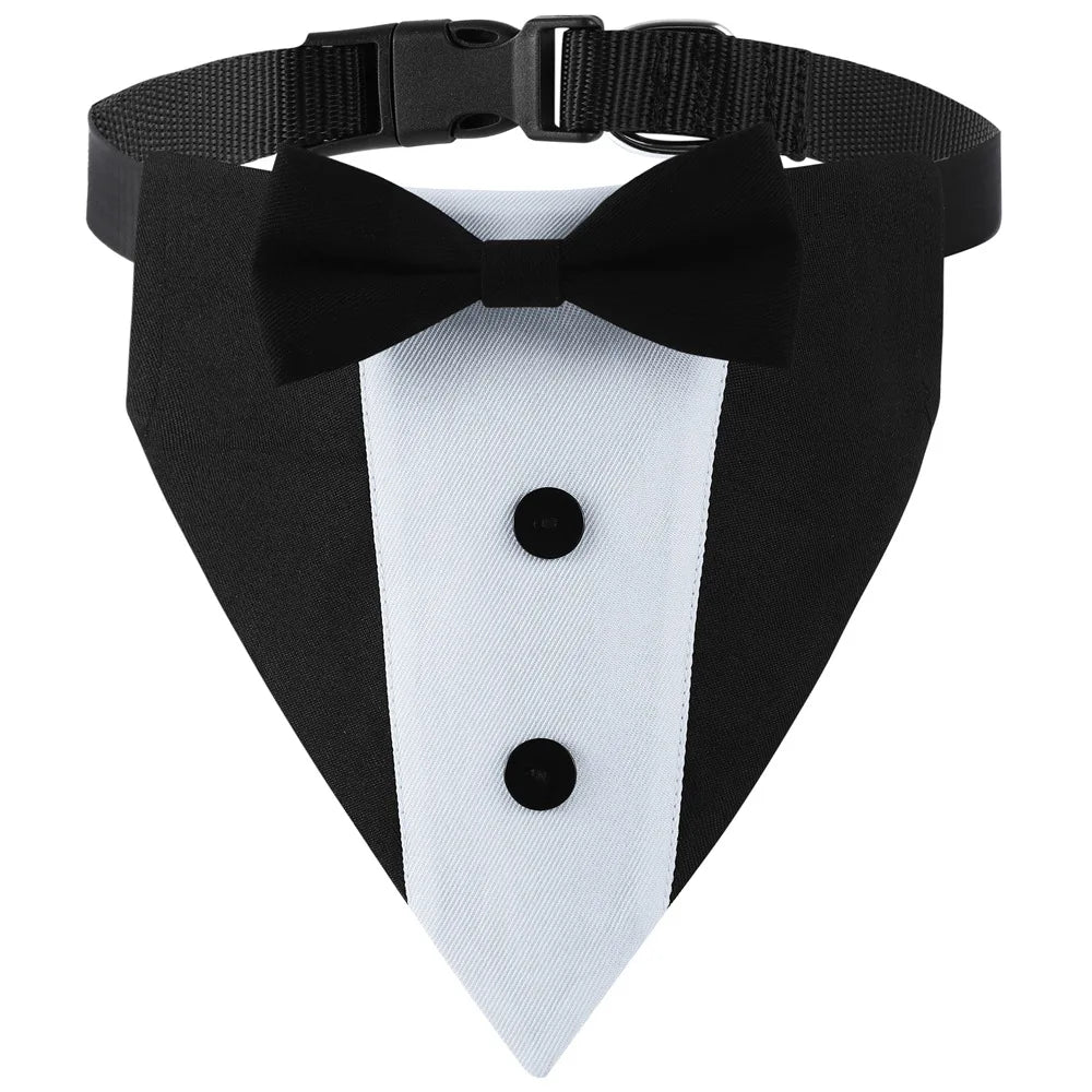 Pet Wedding Suit Bib — Formal Dog Collar with Bow Tie for Special Occasions