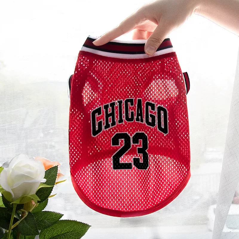 Dog Basketball Jersey — Breathable Mesh Sports Shirt for All Breeds
