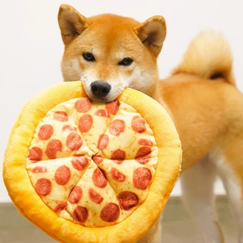 Squeaky pizza plush dog toy — photo 3