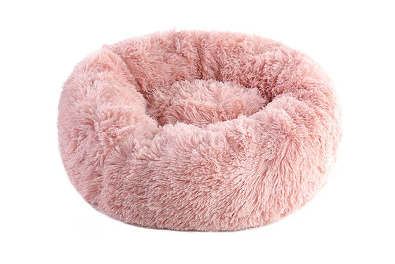 Faux Fur Donut Cat & Dog Bed – Soft Calming Cuddler, Washable
