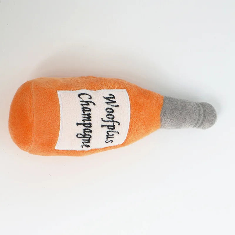 Wine bottle plush squeaky dog toy — photo 16