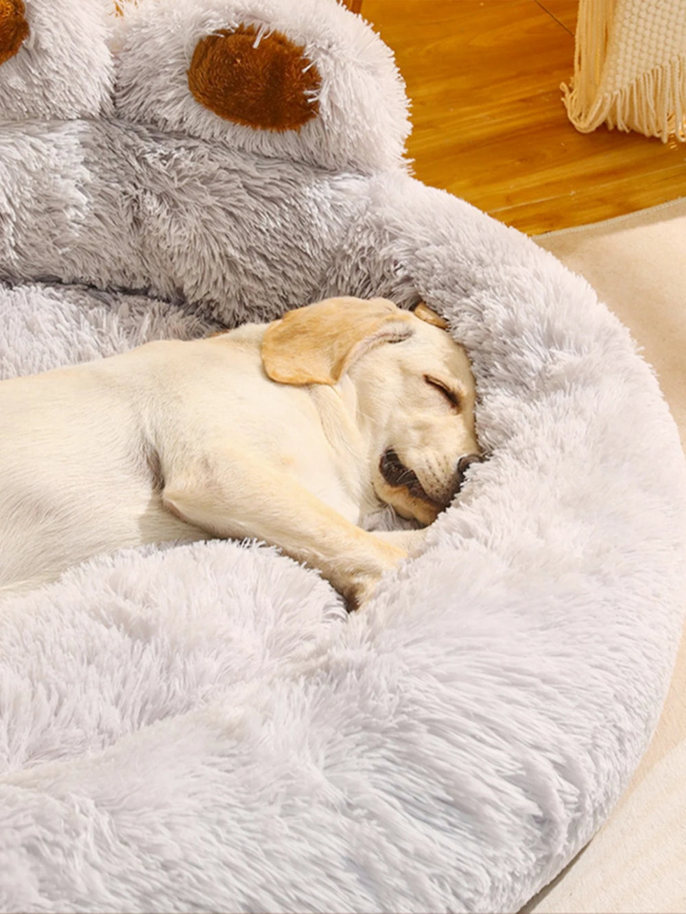 Fluffy Basket Dog Bed – Warm Plush Sofa for Small Dogs & Cats