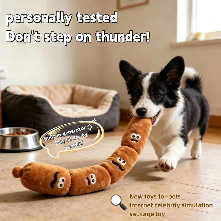 Squeaky sausage plush dog toy — photo 4