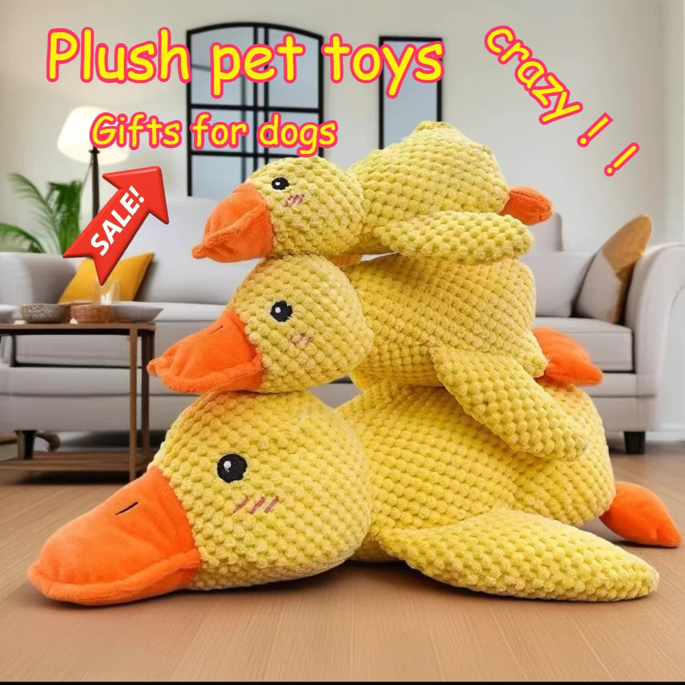 Calming duck squeaky plush dog toy — main product photo