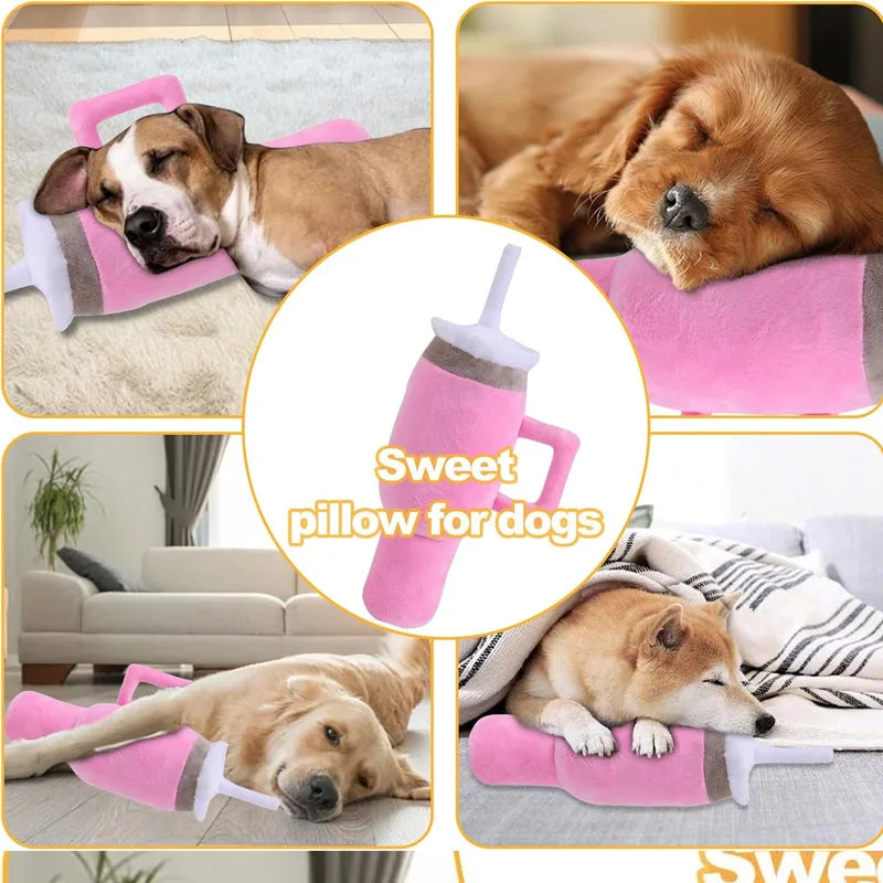 Pink squeaky cup plush dog toy — photo 5