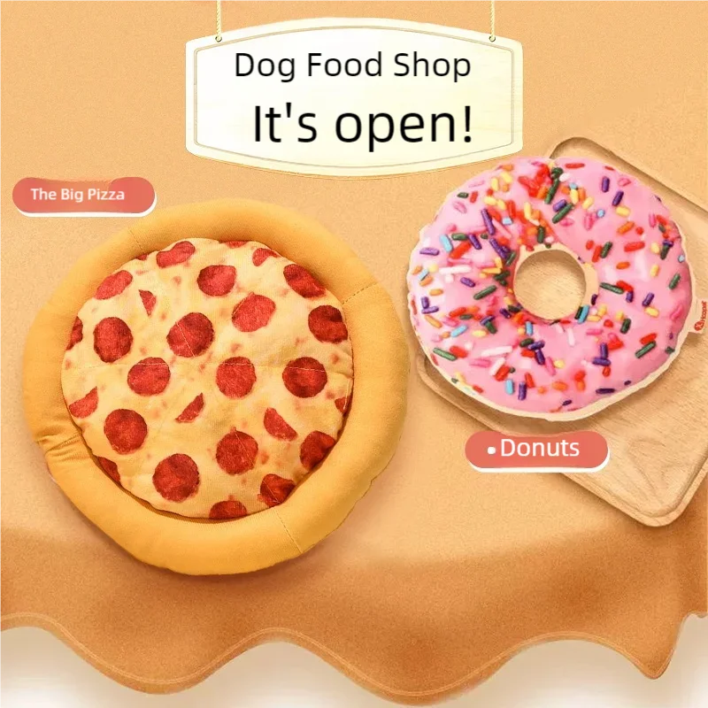 Squeaky pizza plush dog toy — photo 7