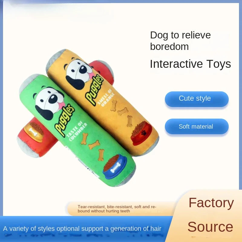 Squeaky cartoon plush dog toy — main product photo