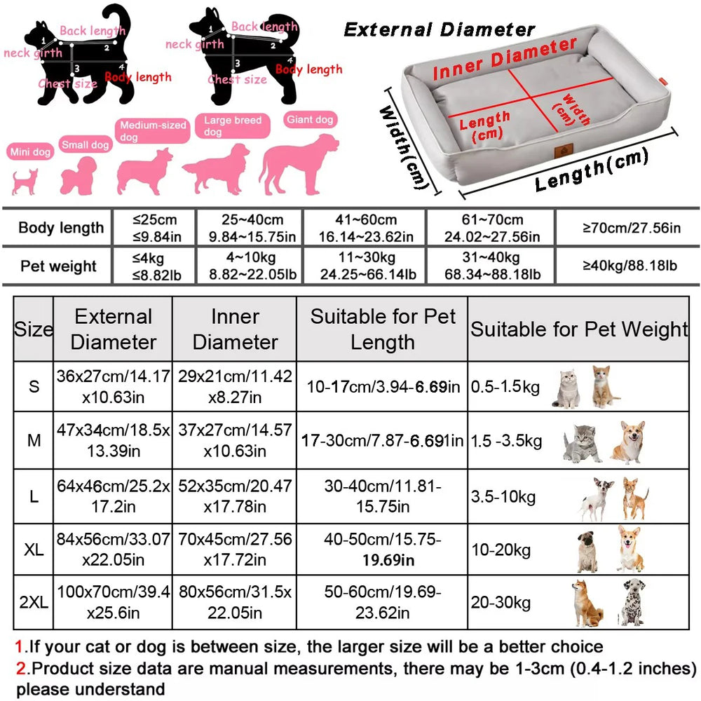 Square Dog Bed Mattress – Waterproof Bite-Resistant Pet Sofa