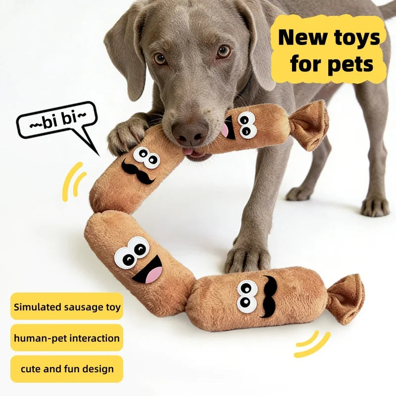 Squeaky sausage plush dog toy — photo 6