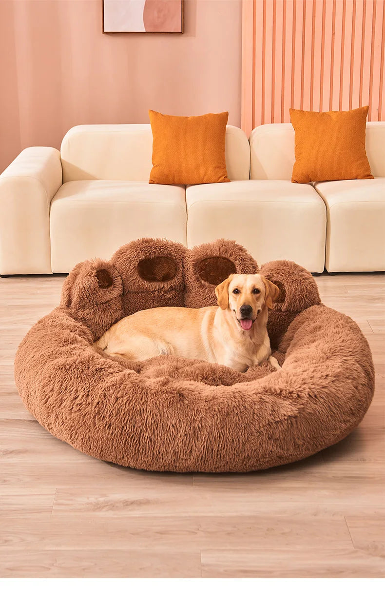 Fluffy Basket Dog Bed – Warm Plush Sofa for Small Dogs & Cats