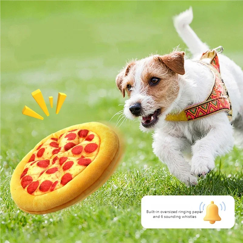 Squeaky pizza plush dog toy — photo 8