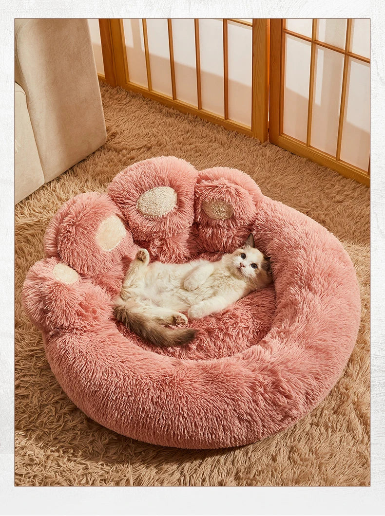 Fluffy Basket Dog Bed – Warm Plush Sofa for Small Dogs & Cats