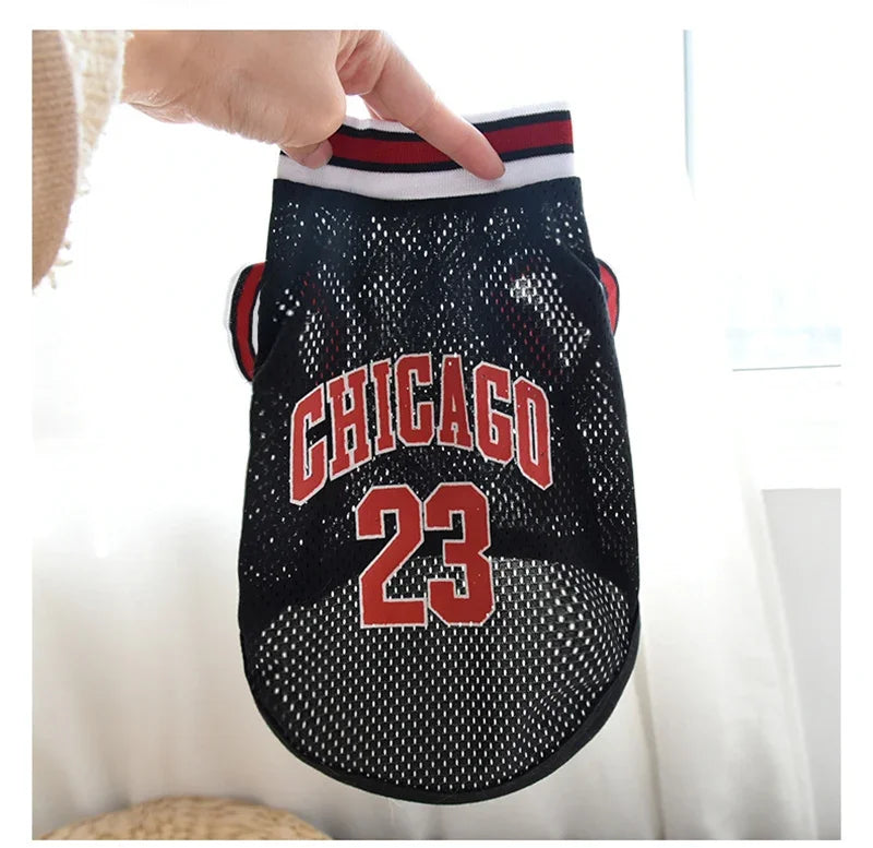 Dog Basketball Jersey — Breathable Mesh Sports Shirt for All Breeds