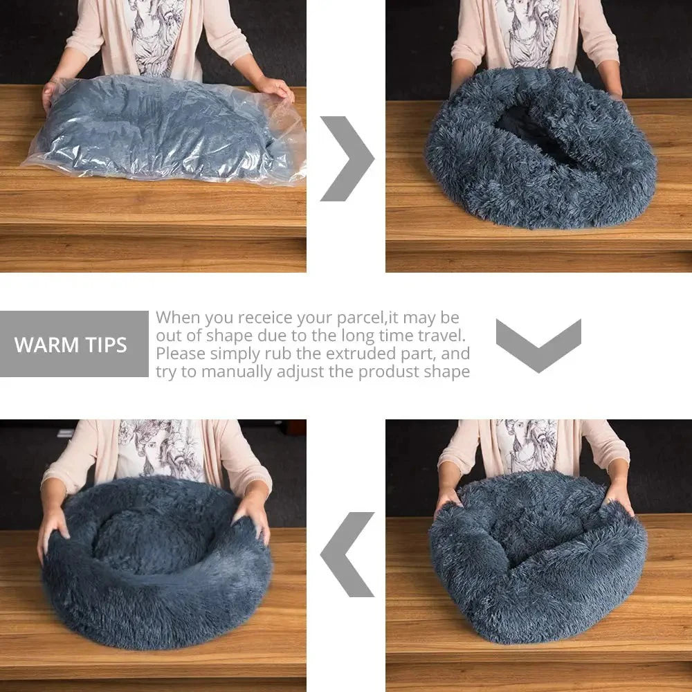 Donut Cuddler Dog Bed – Removable-Cover Plush Nest for Medium Dogs