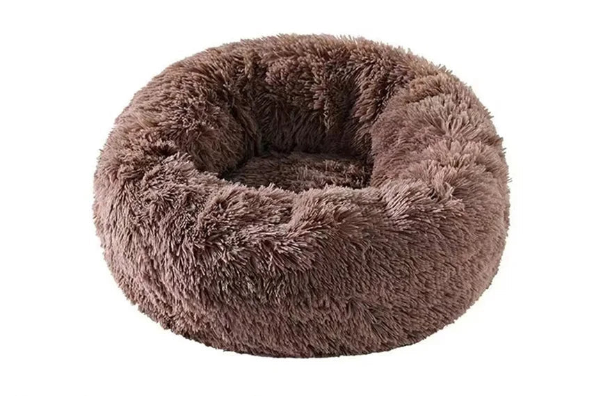 Faux Fur Donut Cat & Dog Bed – Soft Calming Cuddler, Washable