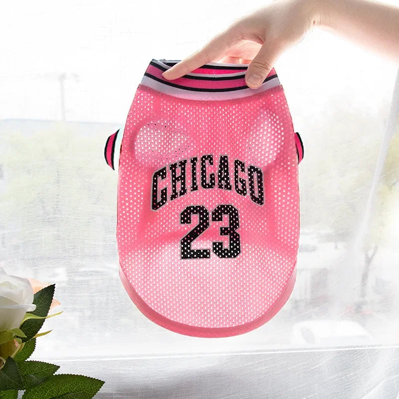 Dog Basketball Jersey — Breathable Mesh Sports Shirt for All Breeds