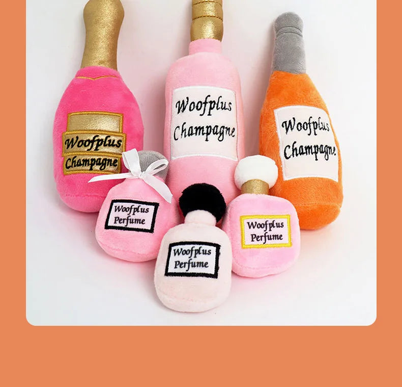 Wine bottle plush squeaky dog toy — photo 15