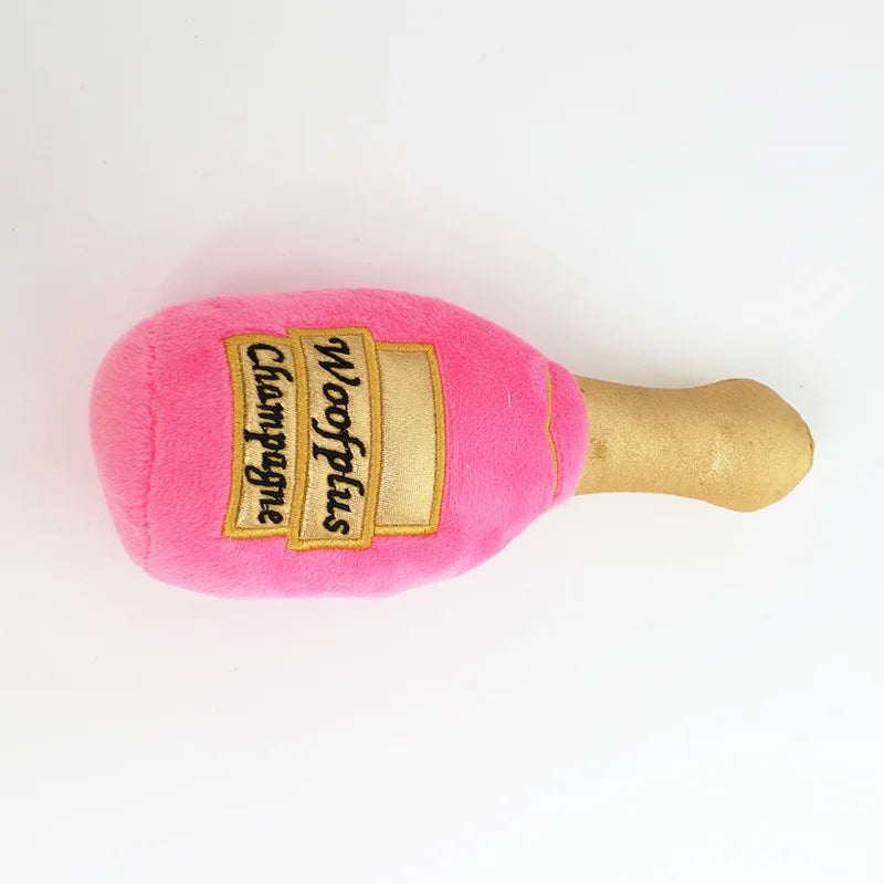Wine bottle plush squeaky dog toy — photo 18