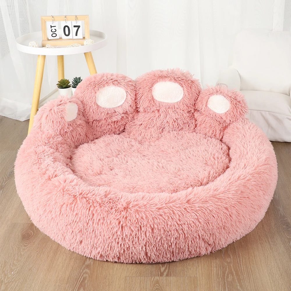 Fluffy Basket Dog Bed – Warm Plush Sofa for Small Dogs & Cats