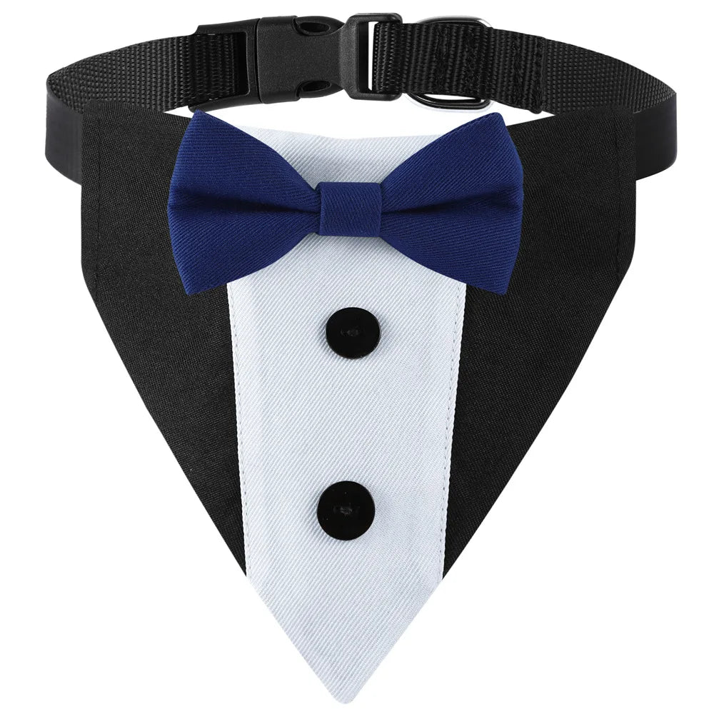 Pet Wedding Suit Bib — Formal Dog Collar with Bow Tie for Special Occasions
