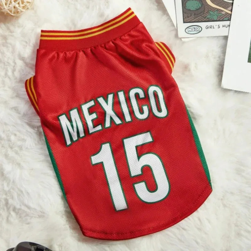Dog Sports Jersey — Breathable Mesh Football & Basketball Shirt