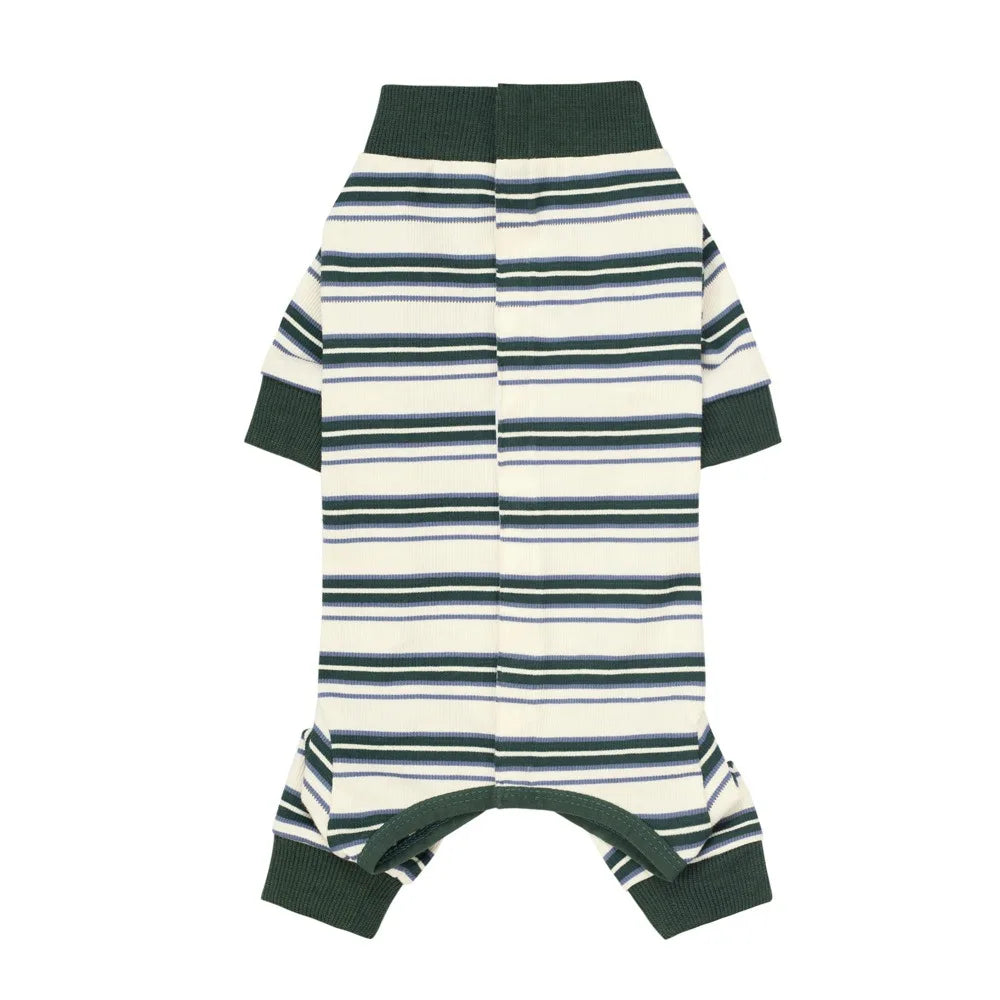 Striped Dog Jumpsuit Pajamas — Soft Full-Body PJs for Dogs