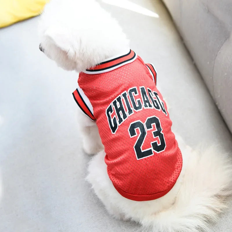 Dog Basketball Jersey — Breathable Mesh Sports Shirt for All Breeds