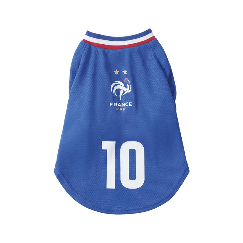 France Soccer Pet Jersey — Breathable Mesh World Cup Fan Shirt for Dogs & Cats