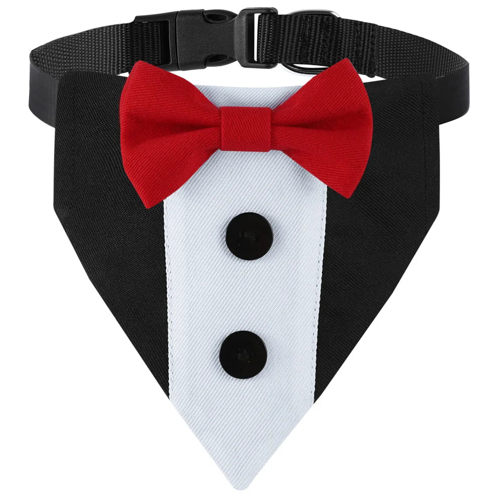 Pet Wedding Suit Bib — Formal Dog Collar with Bow Tie for Special Occasions
