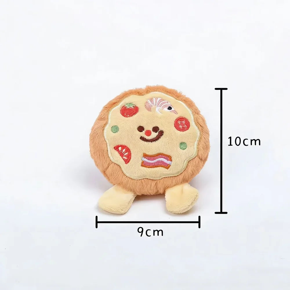 Pizza Party Squeaky Dog Toy – Soft Plush Chew for Small Dogs
