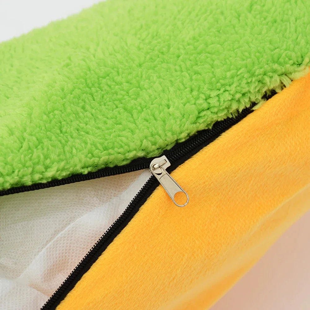 Hot Dog Lounger Pet Bed – Funny Washable Bun Bed for Dogs & Cats