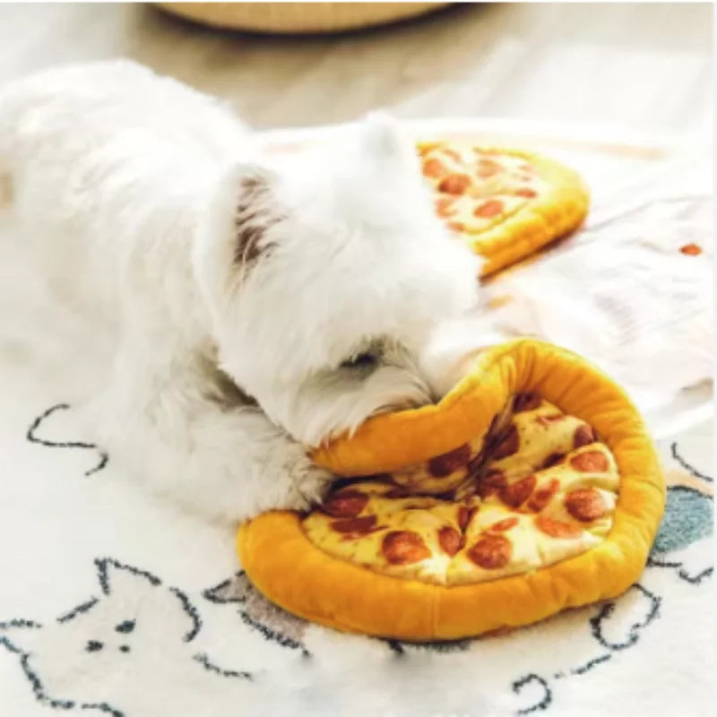 Squeaky pizza plush dog toy — photo 6