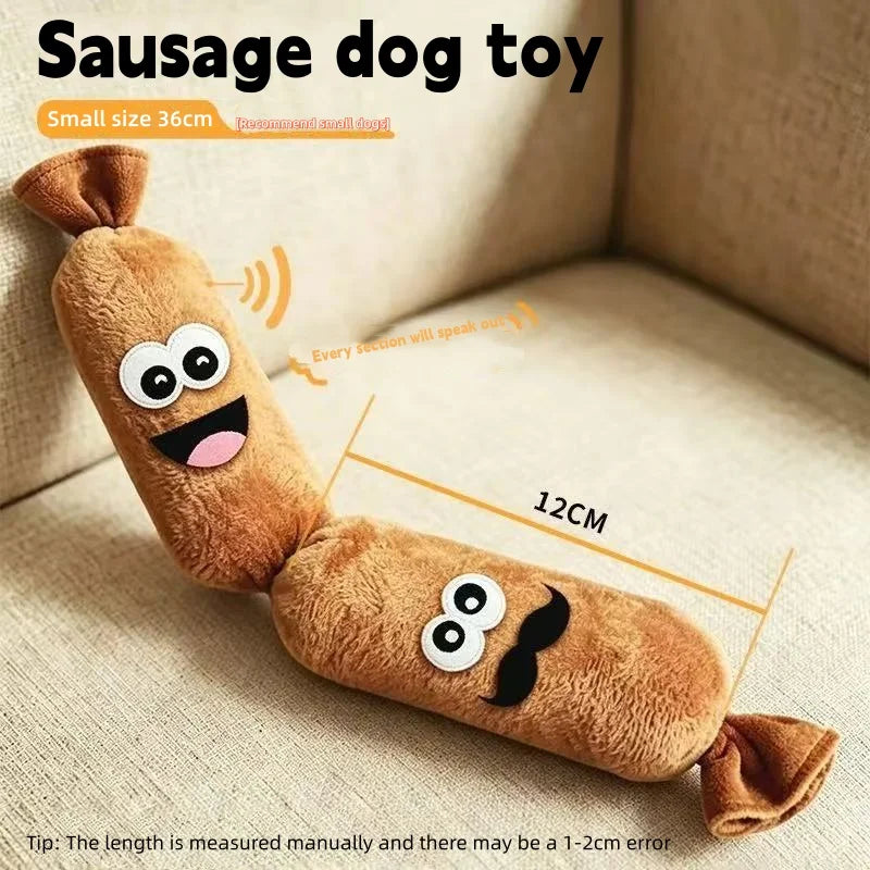 Squeaky sausage plush dog toy — photo 9