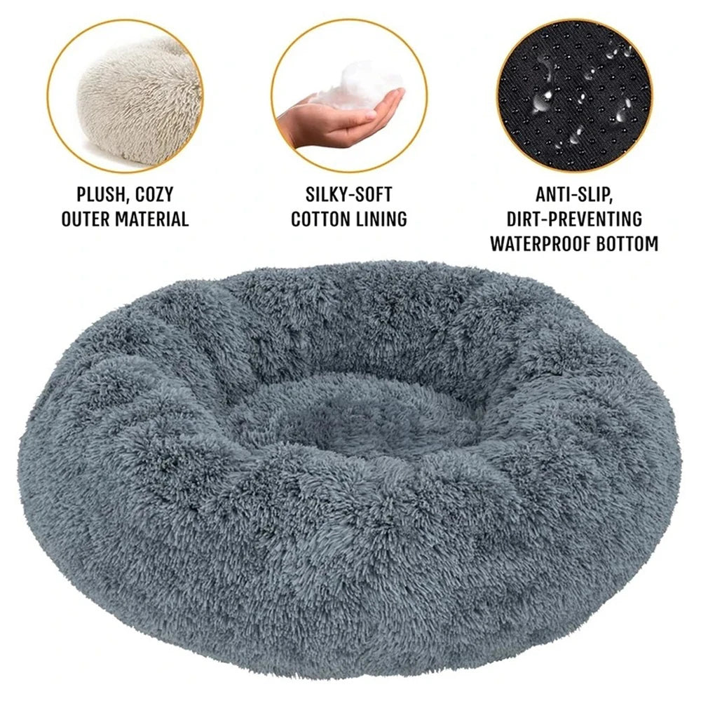 Donut Cuddler Dog Bed – Removable-Cover Plush Nest for Medium Dogs