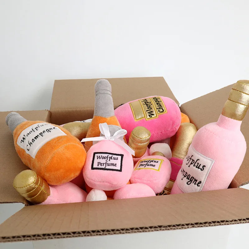Wine bottle plush squeaky dog toy — photo 3