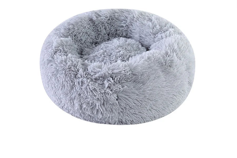 Faux Fur Donut Cat & Dog Bed – Soft Calming Cuddler, Washable