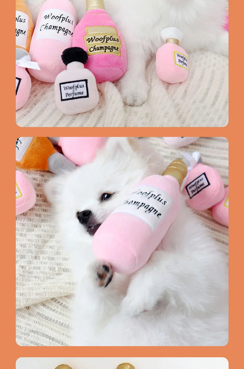 Wine bottle plush squeaky dog toy — photo 14