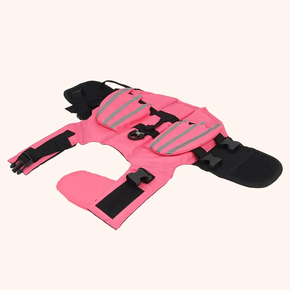 Reflective Dog Life Jacket with Chin Support – Rose