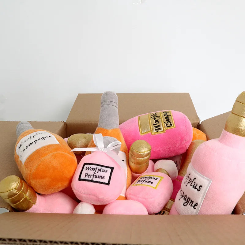 Wine bottle plush squeaky dog toy — photo 4