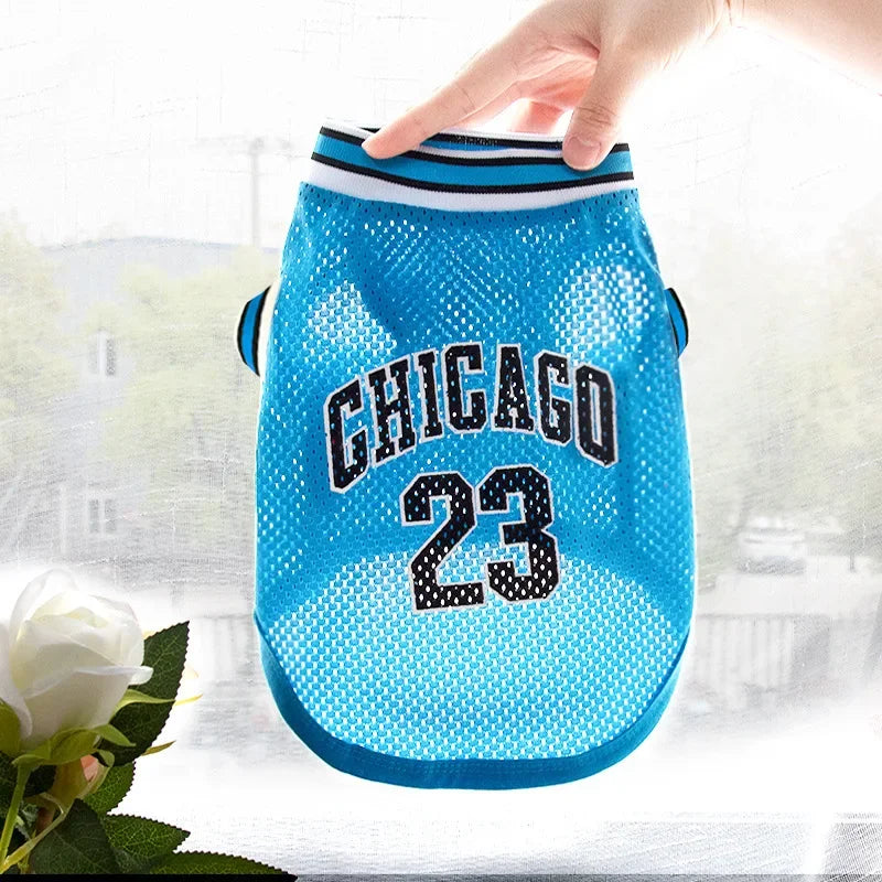 Dog Basketball Jersey — Breathable Mesh Sports Shirt for All Breeds