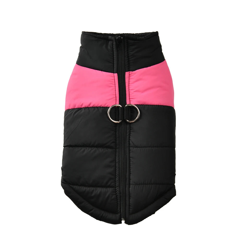 Windproof Winter Dog Jacket — Waterproof Padded Vest with Leash D-Ring