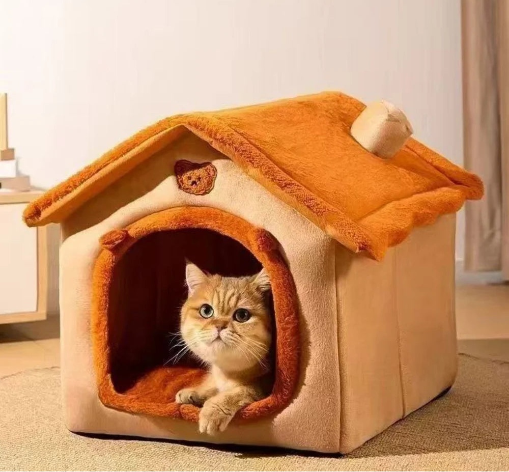 Cozy Dog House Bed – Washable Indoor Cabin for Small Dogs & Cats