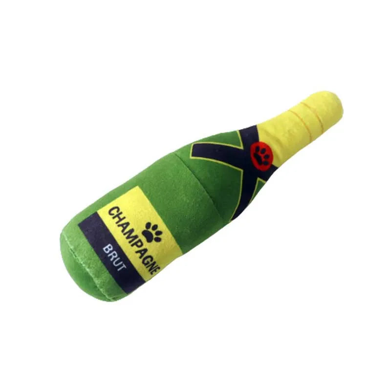 Wine bottle plush squeaky dog toy — photo 17