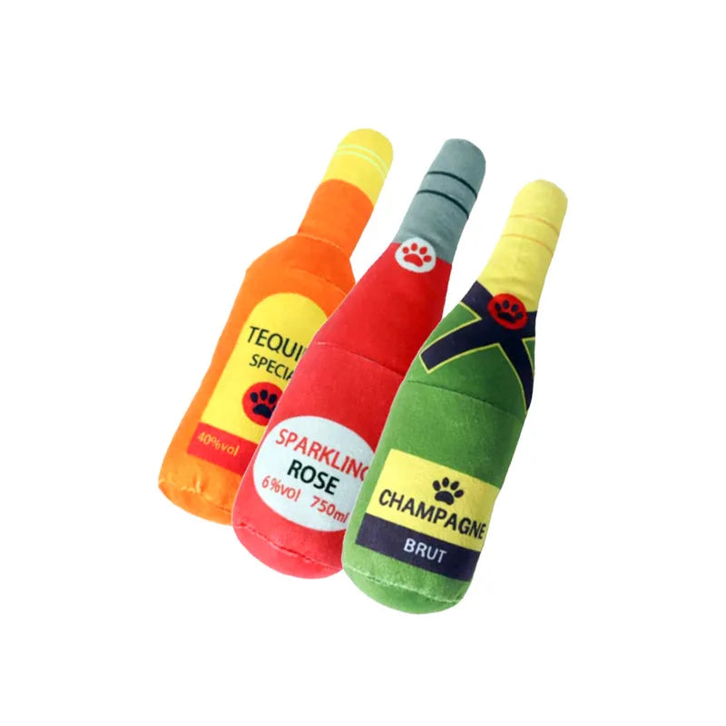 Wine bottle plush squeaky dog toy — photo 5