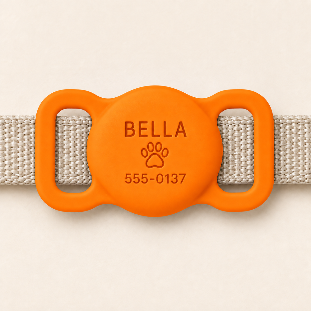 Personalized AirTag Pet Collar Case – Orange